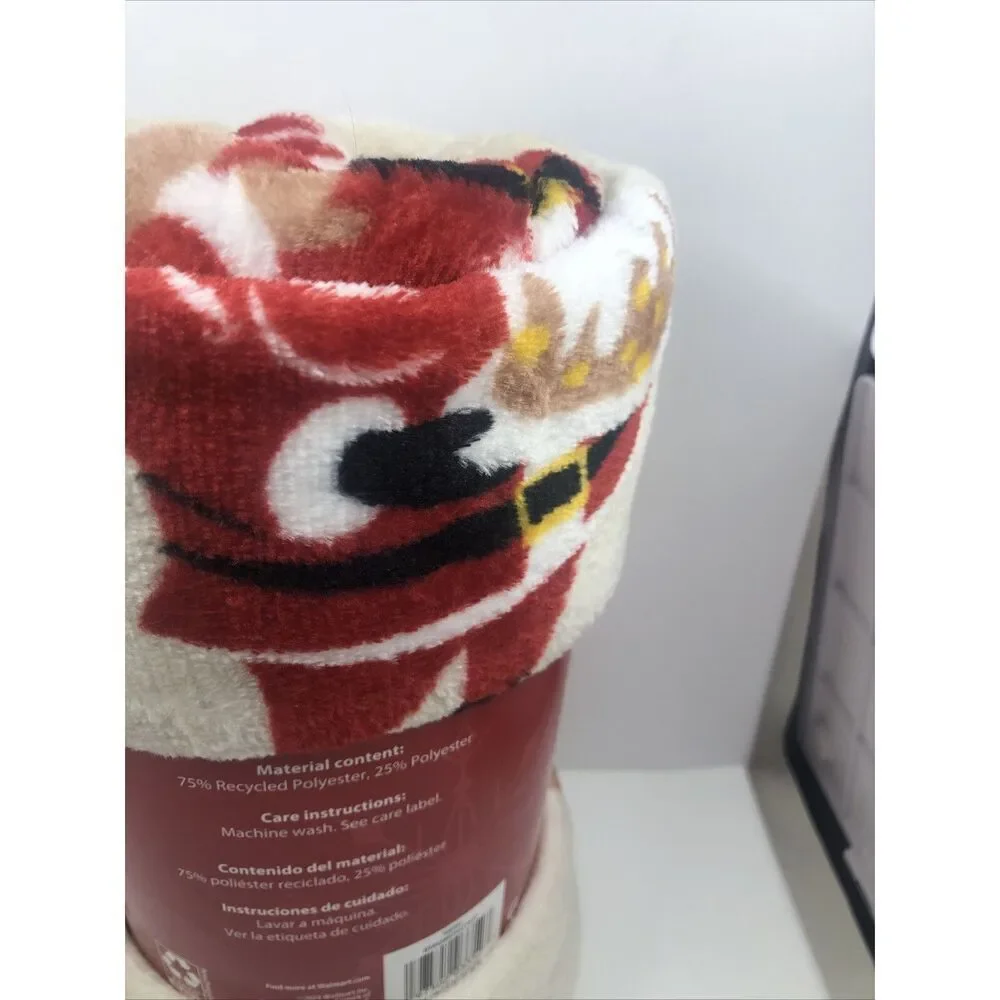 Holiday Time All Over Santas  Plush Throw 50 In X 60 In